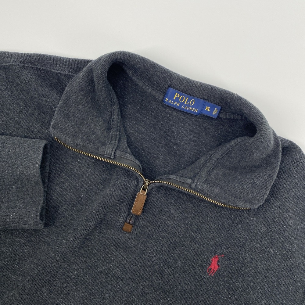 Polo Ralph Lauren Sweater Mens Extra Large Gray 1/4 Zip Preppy Classic Office